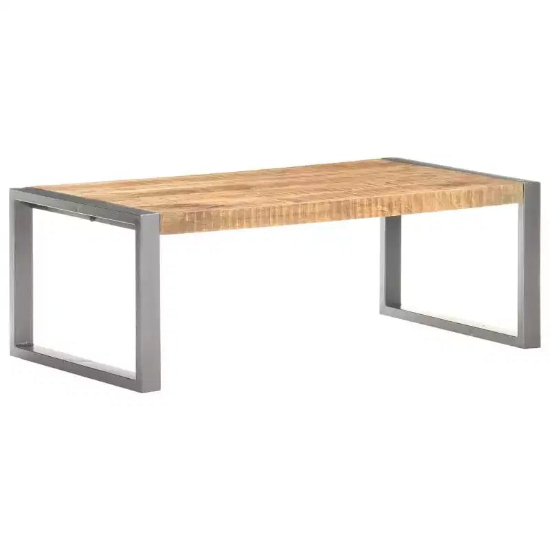 vidaXL Table basse gris bois de manguier brut Table basse durable de taille moyenne