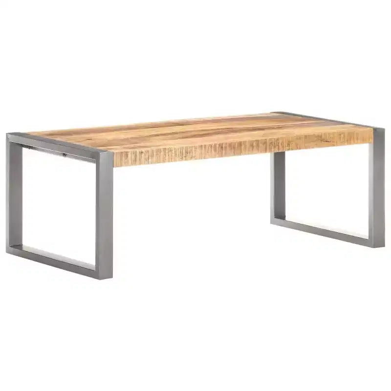 vidaXL Table basse gris bois de manguier brut Table basse durable de taille moyenne