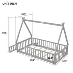 Lit d'enfant au sol TUYOHW, taille double, avec barrière de sécurité très haute, lit Montessori moderne avec porte pour chambre à coucher