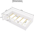 Lit d'enfant au sol TUYOHW, taille double, avec barrière de sécurité très haute, lit Montessori moderne avec porte pour chambre à coucher