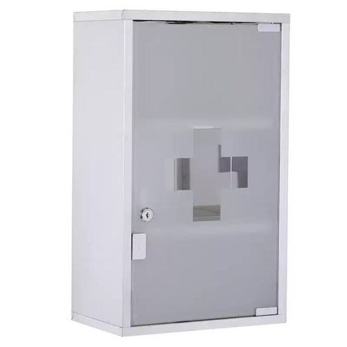 12 x 20 Lockable Medicine Cabinet, 3 Tier Stainless Steel Medical Wall Box with 2 Keys and Shelves for Bathroom