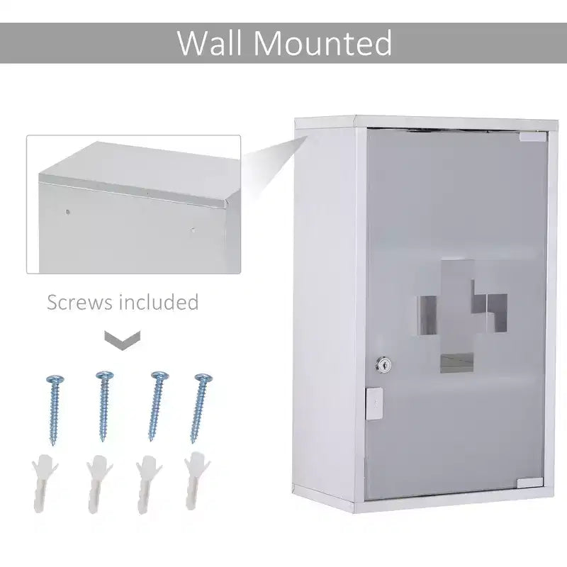 Armoire à pharmacie verrouillable 12 x 20, boîte murale médicale en acier inoxydable à 3 niveaux avec 2 clés et étagères pour salle de bain