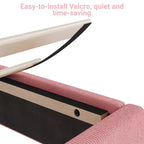 Cadre de lit double en velours, avec revêtement en velours côtelé doux, lattes en bois durables et support sans bruit, aucun sommier tapissier requis, rose