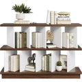 8-Cube Storage Shelf Organizer, Walnut Bookshelf with 10 Removable Back Panels, Open Display Bookcase for Living Room, Bedroom, Easy Assembly