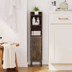 Meuble de Rangement d'Angle Étroit pour Petites Salles de Bain avec Porte et Étagères