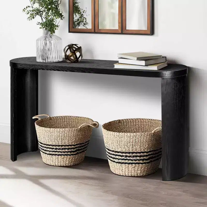 Console de couloir moderne de 60 po, table de couloir à plateau épais avec pieds incurvés réversibles pour salon ou hall d'entrée - Panipeachy