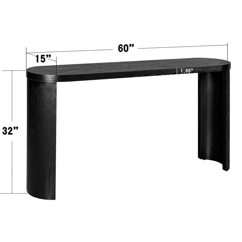 Console de couloir moderne de 60 po, table de couloir à plateau épais avec pieds incurvés réversibles pour salon ou hall d'entrée - Panipeachy