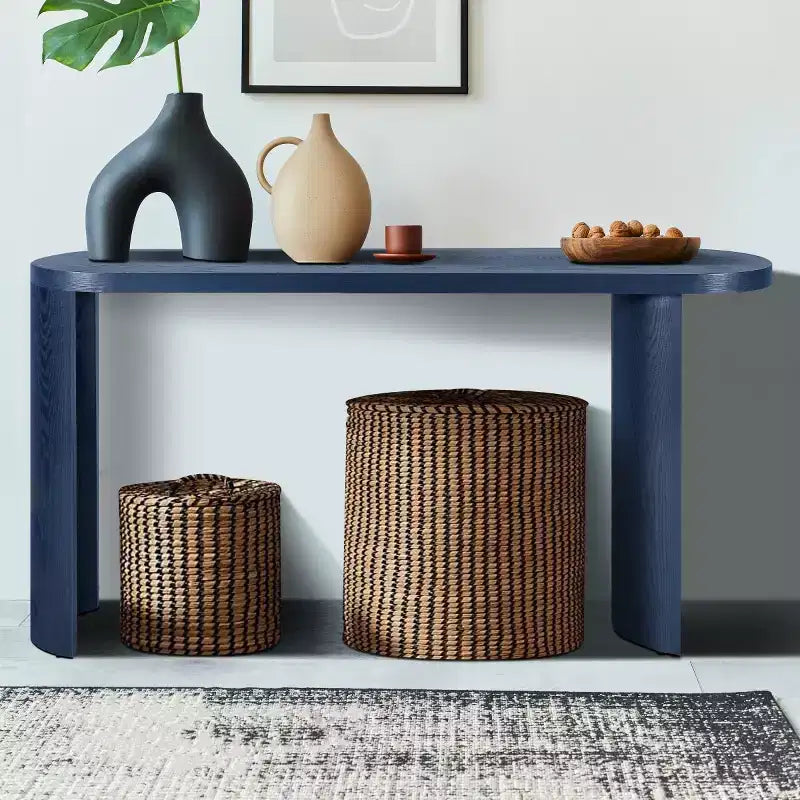 Console de couloir moderne de 60 po, table de couloir à plateau épais avec pieds incurvés réversibles pour salon ou hall d'entrée - Panipeachy