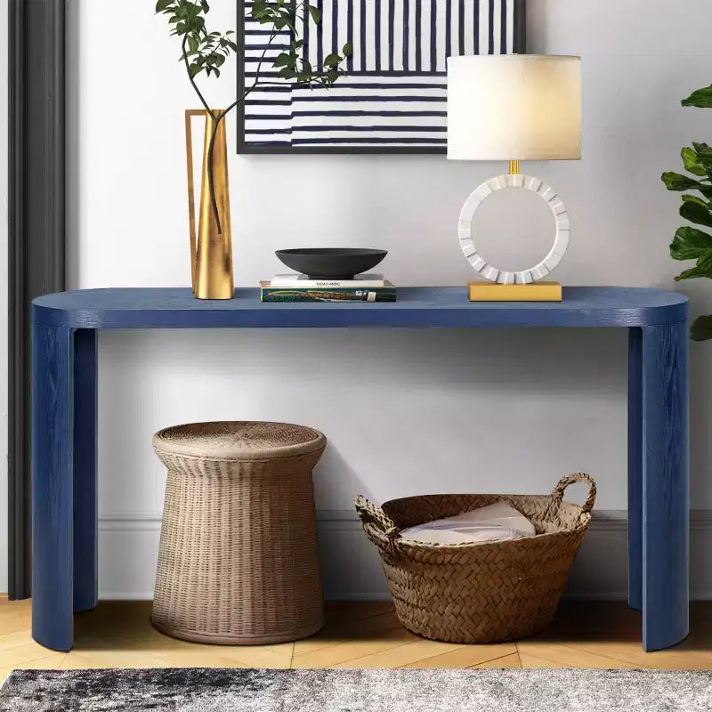 Console de couloir moderne de 60 po, table de couloir à plateau épais avec pieds incurvés réversibles pour salon ou hall d'entrée - Panipeachy