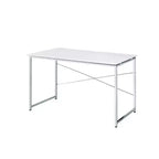 Royal Hampton Writing Desk with X Shaped Cross Bar and Chrome Finish, White