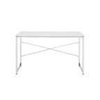 Bureau Royal Hampton avec barre transversale en X et finition chromée, blanc