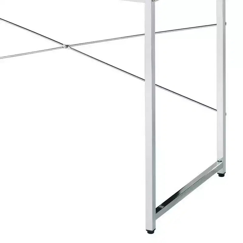 Bureau Royal Hampton avec barre transversale en X et finition chromée, blanc