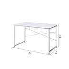 Bureau Royal Hampton avec barre transversale en X et finition chromée, blanc
