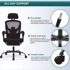 Fauteuil de bureau ergonomique TUYOHW avec repose-pieds, chaise de bureau en maille à dossier haut avec appui-tête réglable et support lombaire pour le bureau à domicile, capacité de 125 kg