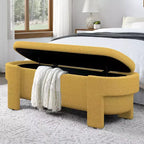 Banc de rangement capitonné en lin avec grand compartiment caché, siège confortable en mousse pour chambre à coucher, salon