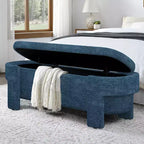 Banc de rangement capitonné en lin avec grand compartiment caché, siège confortable en mousse pour chambre à coucher, salon