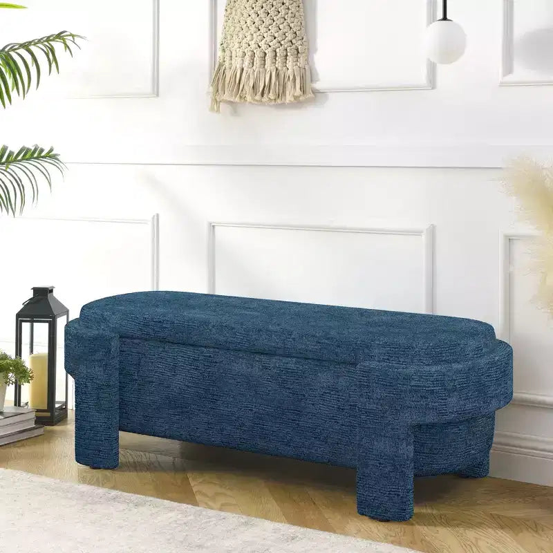 Banc de rangement capitonné en lin avec grand compartiment caché, siège confortable en mousse pour chambre à coucher, salon