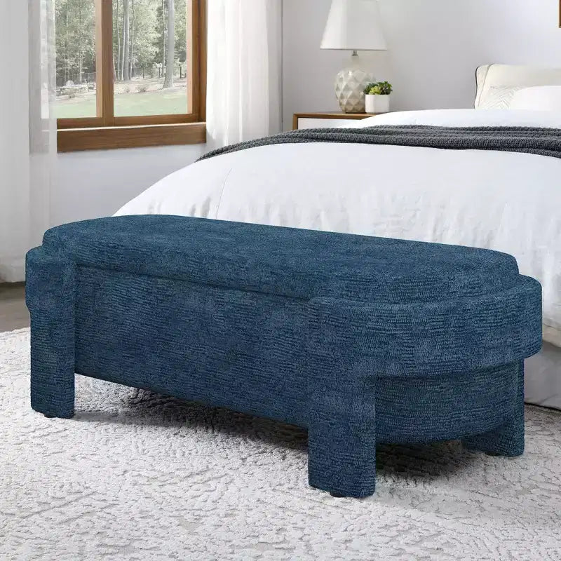 Banc de rangement capitonné en lin avec grand compartiment caché, siège confortable en mousse pour chambre à coucher, salon