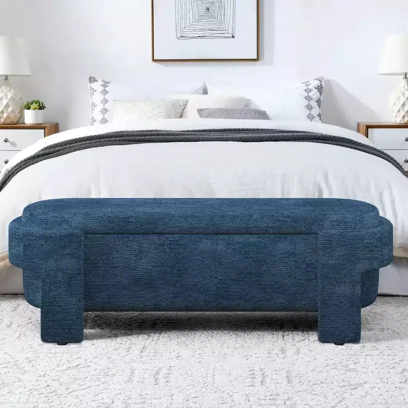 Banc de rangement capitonné en lin avec grand compartiment caché, siège confortable en mousse pour chambre à coucher, salon