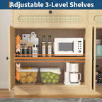 Buffet de 152 cm en rotin avec 2 tiroirs, 4 portes en rotin et étagères réglables