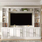 Meuble TV mural avec bibliothèque pour téléviseur 70", console multimédia avec pont, meuble TV avec étagère réglable