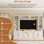 Meuble TV mural avec bibliothèque pour téléviseur 70", console multimédia avec pont, meuble TV avec étagère réglable