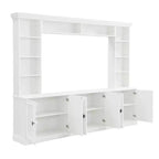 Meuble TV mural avec bibliothèque pour téléviseur 70", console multimédia avec pont, meuble TV avec étagère réglable