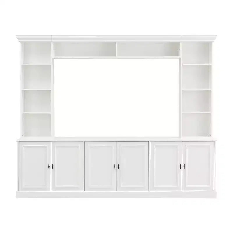 Meuble TV mural avec bibliothèque pour téléviseur 70", console multimédia avec pont, meuble TV avec étagère réglable
