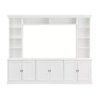 Meuble TV mural avec bibliothèque pour téléviseur 70", console multimédia avec pont, meuble TV avec étagère réglable
