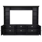 Meuble TV mural avec bibliothèque pour téléviseur 70", console multimédia avec pont, meuble TV avec étagère réglable