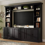 Wall Unit Entertainment Center with Bookshelf for 70 TV, Media Console Table with Bridge, TV Stand with Adjustable Shelf