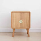 Table de chevet en chêne massif pur avec 2 tiroirs, armoire de chevet en bois avec façades de tiroirs en rotin, table de chevet minimaliste - Panipeachy