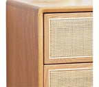 Table de chevet en chêne massif pur avec 2 tiroirs, armoire de chevet en bois avec façades de tiroirs en rotin, table de chevet minimaliste - Panipeachy