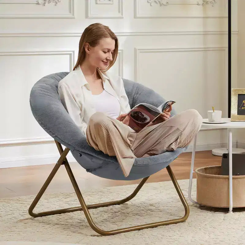 TUYOHW Fauteuils d'appoint en fausse fourrure, chaises de lecture rembourrées pour salon, chambre à coucher
