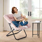 TUYOHW Fauteuils d'appoint pliables en fausse fourrure grande taille, fauteuils de salon rembourrés avec accoudoirs pour le salon, la chambre à coucher