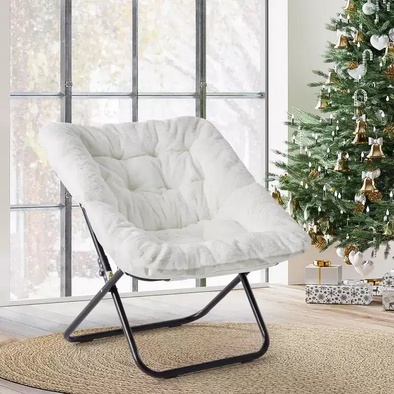 TUYOHW Fauteuils d'appoint pliables en fausse fourrure grande taille, fauteuils de salon rembourrés avec accoudoirs pour le salon, la chambre à coucher