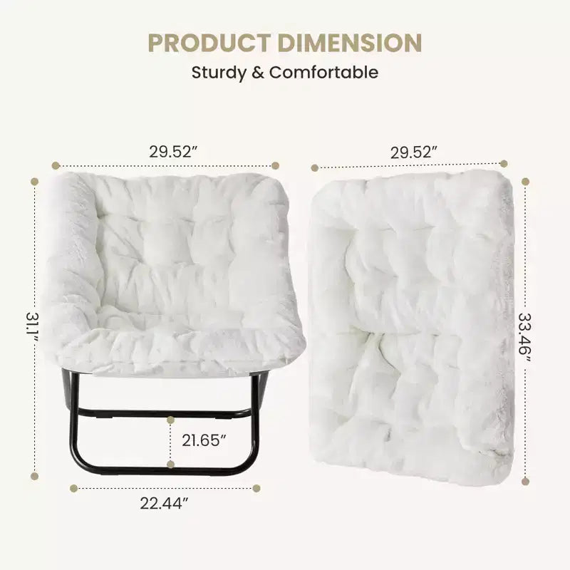 TUYOHW Fauteuils d'appoint pliables en fausse fourrure grande taille, fauteuils de salon rembourrés avec accoudoirs pour le salon, la chambre à coucher