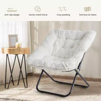 TUYOHW Fauteuils d'appoint pliables en fausse fourrure grande taille, fauteuils de salon rembourrés avec accoudoirs pour le salon, la chambre à coucher