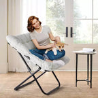 TUYOHW Fauteuils d'appoint pliables en fausse fourrure grande taille, fauteuils de salon rembourrés avec accoudoirs pour le salon, la chambre à coucher