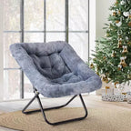 TUYOHW Fauteuils d'appoint pliables en fausse fourrure grande taille, fauteuils de salon rembourrés avec accoudoirs pour le salon, la chambre à coucher