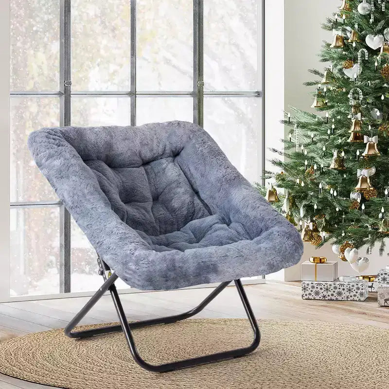 TUYOHW Fauteuils d'appoint pliables en fausse fourrure grande taille, fauteuils de salon rembourrés avec accoudoirs pour le salon, la chambre à coucher