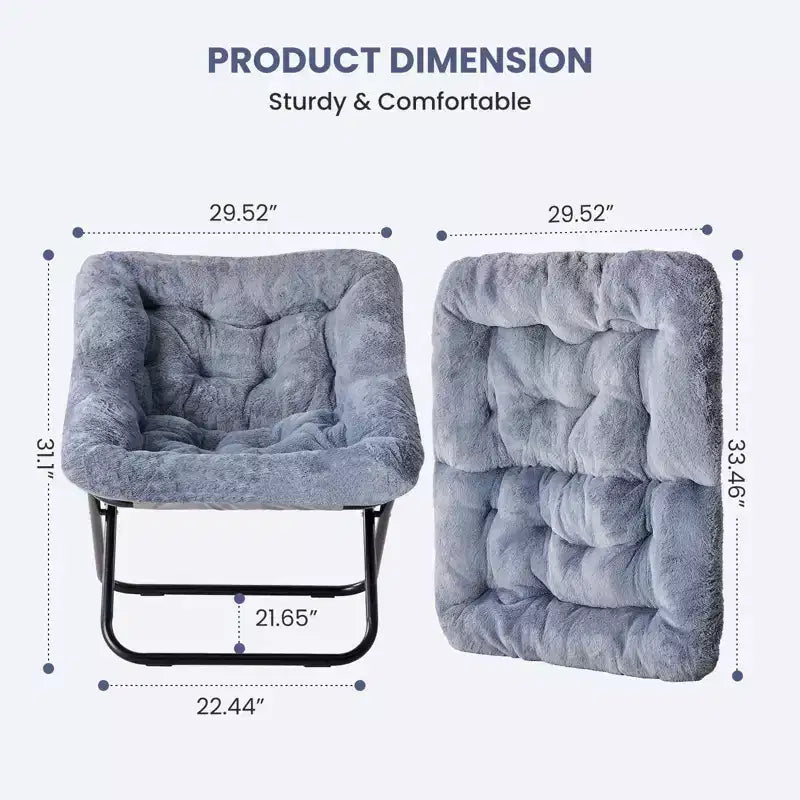 TUYOHW Fauteuils d'appoint pliables en fausse fourrure grande taille, fauteuils de salon rembourrés avec accoudoirs pour le salon, la chambre à coucher