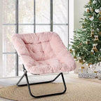 TUYOHW Fauteuils d'appoint pliables en fausse fourrure grande taille, fauteuils de salon rembourrés avec accoudoirs pour le salon, la chambre à coucher