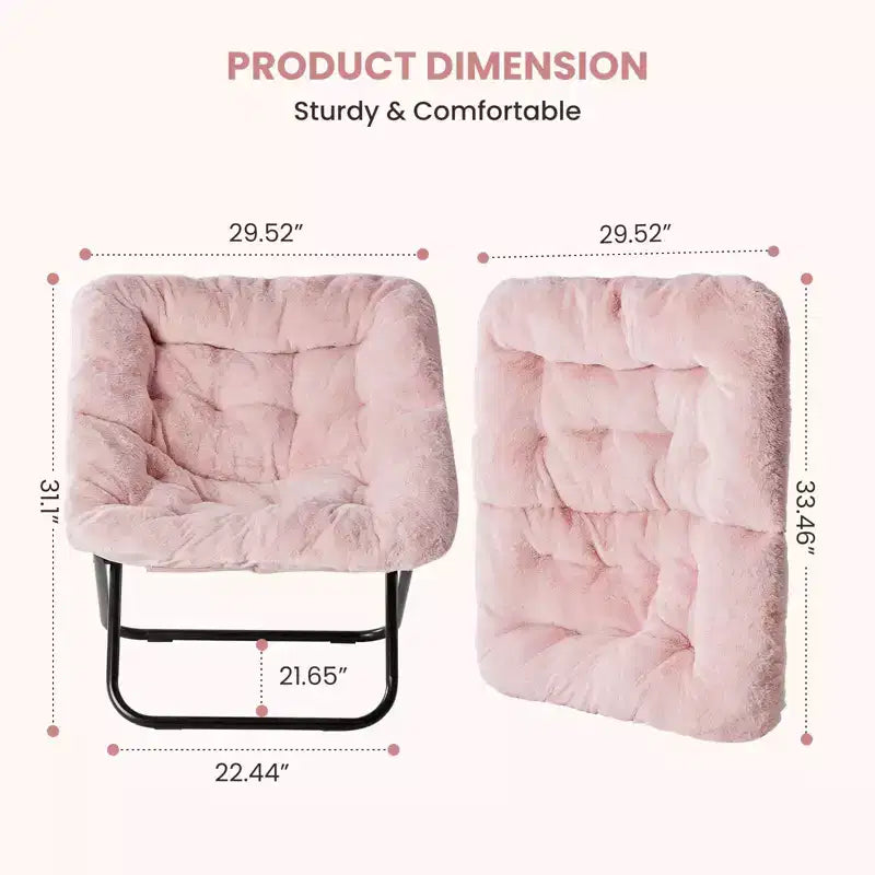 TUYOHW Fauteuils d'appoint pliables en fausse fourrure grande taille, fauteuils de salon rembourrés avec accoudoirs pour le salon, la chambre à coucher