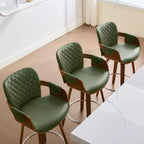 Bekrvio 26 Tabourets de Bar Pivotants à Hauteur de Comptoir, Lot de 1/2/3/4, Rembourrés en Similicuir Moderne avec Dossier et Accoudoirs, Pieds en Bois, Chaises de Bar pour Îlot de Cuisine