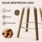Bekrvio 26 Tabourets de Bar Pivotants à Hauteur de Comptoir, Lot de 1/2/3/4, Rembourrés en Similicuir Moderne avec Dossier et Accoudoirs, Pieds en Bois, Chaises de Bar pour Îlot de Cuisine