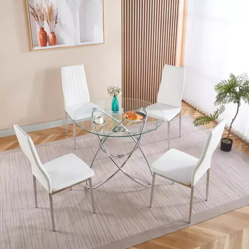 Table d'appoint de canapé avec pied en métal et verre trempé, table de cuisine moderne peu encombrante pour salon, bureau, balcon