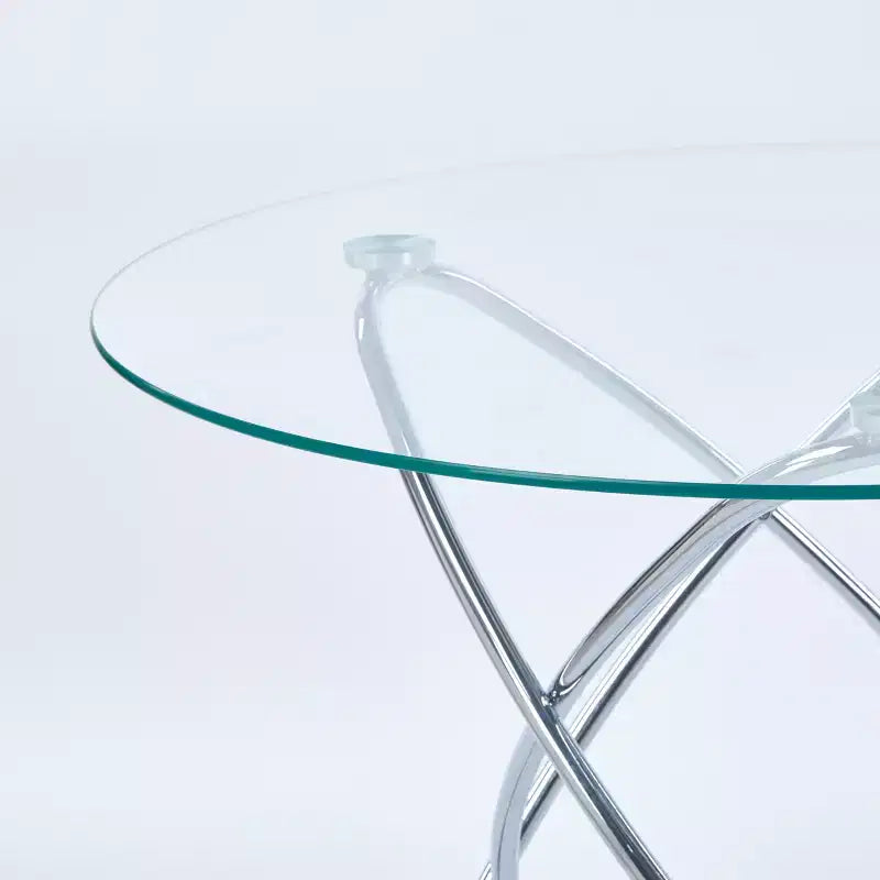 Table d'appoint de canapé avec pied en métal et verre trempé, table de cuisine moderne peu encombrante pour salon, bureau, balcon