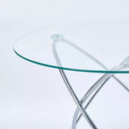 Table d'appoint de canapé avec pied en métal et verre trempé, table de cuisine moderne peu encombrante pour salon, bureau, balcon