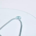 Table d'appoint de canapé avec pied en métal et verre trempé, table de cuisine moderne peu encombrante pour salon, bureau, balcon